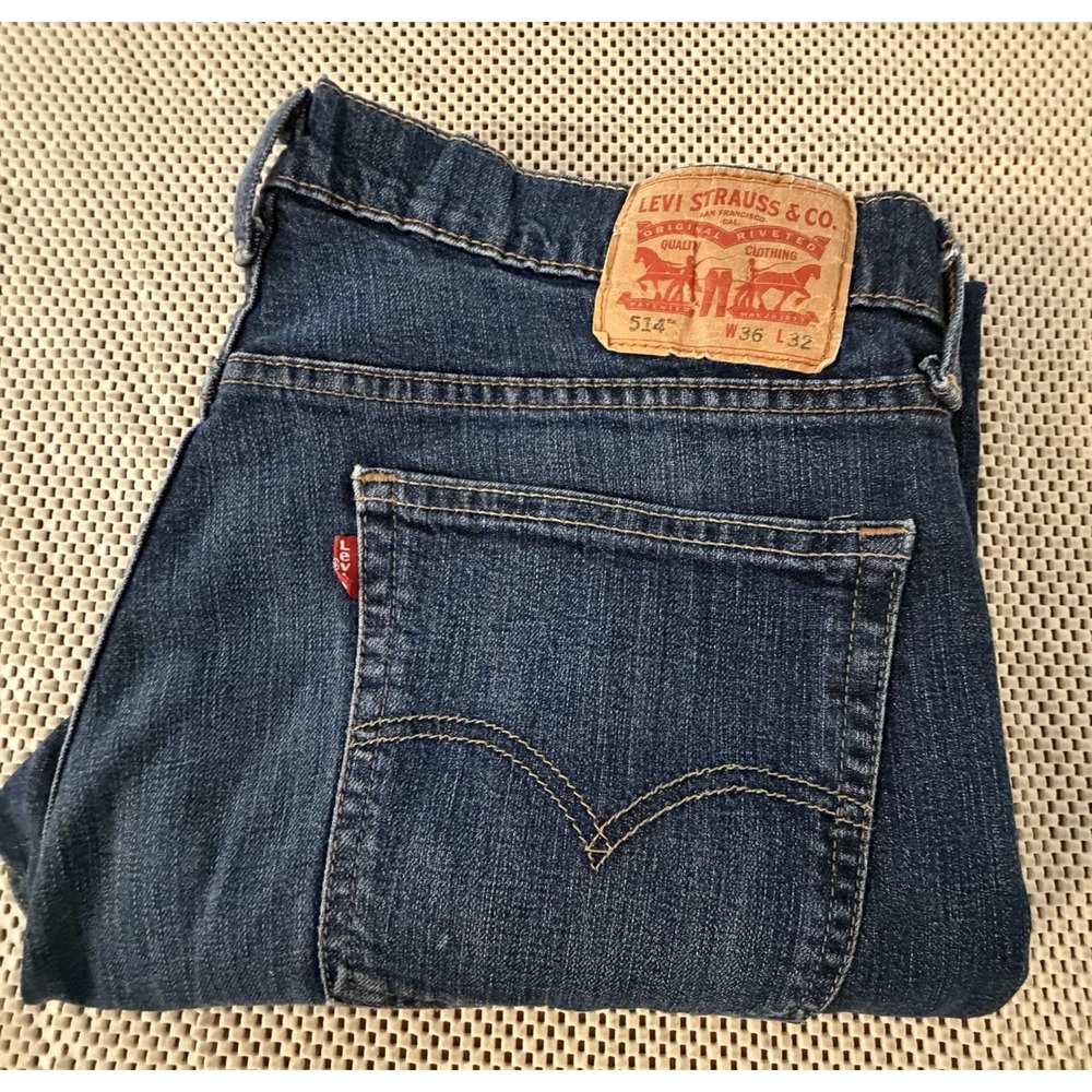 Levi's 514 Straight Leg Jeans Mens Sz 36 Blue Denim 30" Actual Inseam Levis Levi